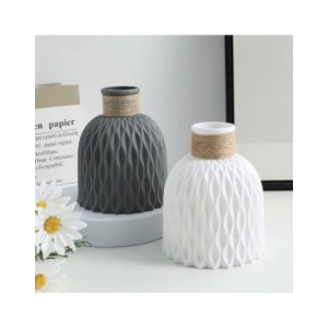 Jarrón de plástico ondulado para decoración del hogar, maceta de flores de estilo nórdico moderno, decoración de escritorio para