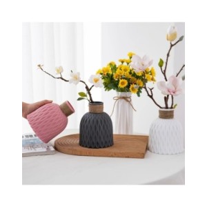 Jarrón de plástico ondulado para decoración del hogar, maceta de flores de estilo nórdico moderno, decoración de escritorio para