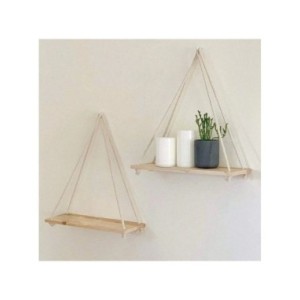 Estante de pared de cuerda de cáñamo colgante de columpio de madera, estante flotante montado en la sala de estar del hogar, ban