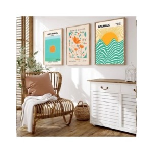 Póster abstracto con estampado de Matisse, pintura en lienzo azul, Amanecer, sol, Bauhaus, mercado de flores, arte de pared, dec