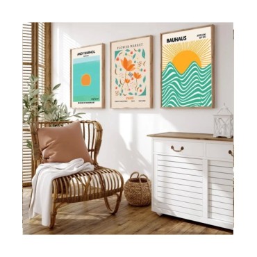 Póster abstracto con estampado de Matisse, pintura en lienzo azul, Amanecer, sol, Bauhaus, mercado de flores, arte de pared, dec