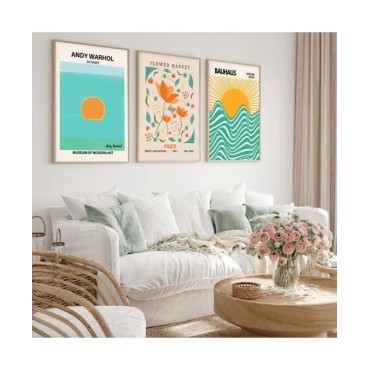 Póster abstracto con estampado de Matisse, pintura en lienzo azul, Amanecer, sol, Bauhaus, mercado de flores, arte de pared, dec