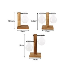 Macetero de escritorio de vidrio creativo, florero de bombilla, soporte de madera, contenedor de plantas hidropónicas, jarrones 