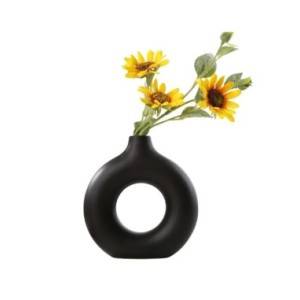 Jarrón nórdico Circular hueco de cerámica, Donuts, maceta para el hogar, accesorios de decoración para habitaciones de estar, In