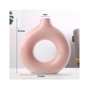 Jarrón nórdico Circular hueco de cerámica, Donuts, maceta para el hogar, accesorios de decoración para habitaciones de estar, In