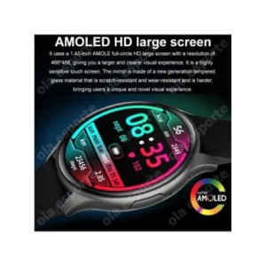 Reloj inteligente Amoled para hombre y mujer, pulsera deportiva con llamadas telefónicas, Bluetooth, NFC, Monitor de temperatura