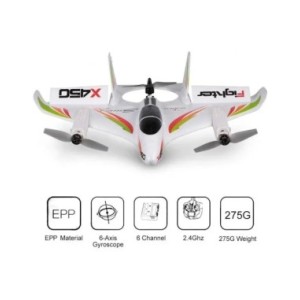 WLtoys-avión planeador Vtol sin escobillas X450, Avión de ala fija, 2,4G, 6 CANALES, 3D/6G, Control remoto Vertical de Avion