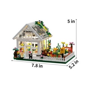 Juego de bloques de construcción de Casa de flores para niños, Mini bloques de construcción, vista de la calle de la ciudad, inv