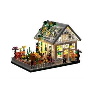 Juego de bloques de construcción de Casa de flores para niños, Mini bloques de construcción, vista de la calle de la ciudad, inv