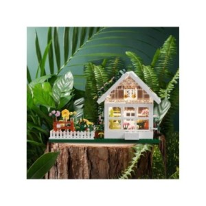 Juego de bloques de construcción de Casa de flores para niños, Mini bloques de construcción, vista de la calle de la ciudad, inv