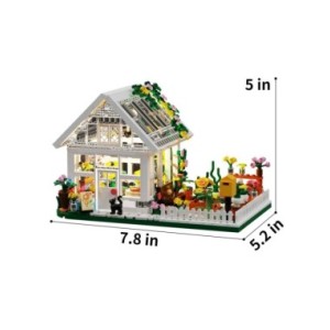 Juego de bloques de construcción de Casa de flores para niños, Mini bloques de construcción, vista de la calle de la ciudad, inv