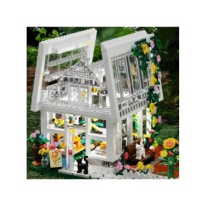 Juego de bloques de construcción de Casa de flores para niños, Mini bloques de construcción, vista de la calle de la ciudad, inv