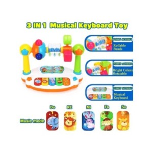 Juguetes de Piano para bebés, Teclado de Piano giratorio con sonido ligero, juguetes musicales para niños pequeños, juguete de m