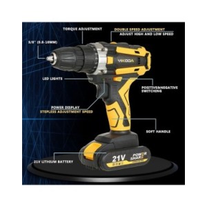 YIKODA-taladro inalámbrico de 12/16.8/21V, destornillador eléctrico recargable con batería de litio, herramientas eléctricas mul