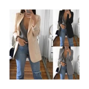 Hirigin-Chaqueta larga para mujer, abrigo ajustado para oficina, chaqueta de trabajo, moda coreana informal, primavera y otoño, 