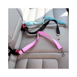 Cinturón de seguridad ajustable para perros y gatos, arnés con Clip de plomo, palanca de seguridad de tracción