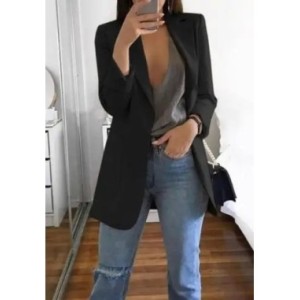 Hirigin-Chaqueta larga para mujer, abrigo ajustado para oficina, chaqueta de trabajo, moda coreana informal, primavera y otoño, 