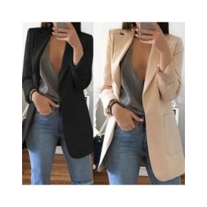 Hirigin-Chaqueta larga para mujer, abrigo ajustado para oficina, chaqueta de trabajo, moda coreana informal, primavera y otoño, 