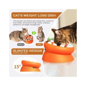 Cuenco de gato multifunción, juguete de rompecabezas con fugas de comida, alimentación lenta, mantiene el estómago del gato, dis