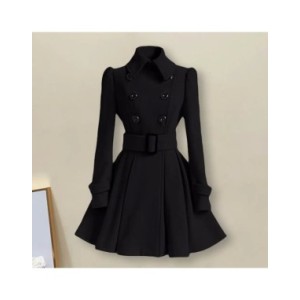 Gabardina de doble botonadura para mujer, abrigo grueso clásico de moda europea con hebilla de cinturón, ropa de abrigo informal