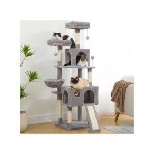Árbol multinivel para gatos con cómodas perchas, marco de escalada estable, tablero para rascar, juguetes, muebles para gatos, E