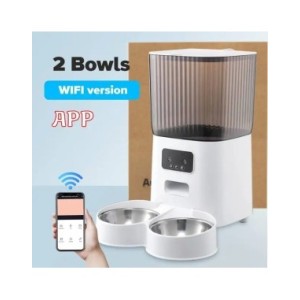 Alimentador automático para gatos con cámara HD, dispensador de comida interactivo inteligente para mascotas, temporizador, tazó