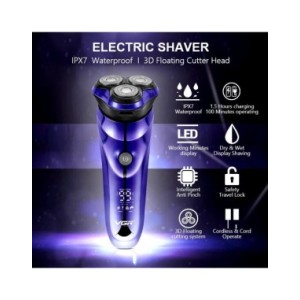 Afeitadora eléctrica portátil con pantalla LED para hombre, máquina de afeitar Facial, recortadora de barba