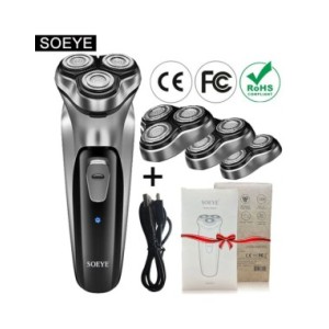 Afeitadora eléctrica para hombres afeitadora para hombres afeitadora SOEYE recortadora de barba 3D cuchilla flotante lavable cor