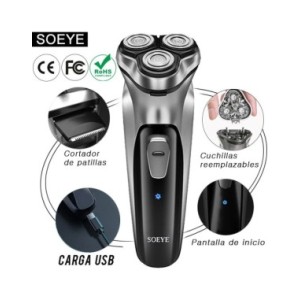 Afeitadora eléctrica para hombres afeitadora para hombres afeitadora SOEYE recortadora de barba 3D cuchilla flotante lavable cor