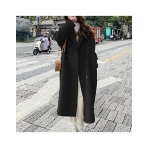 Abrigo de longitud media con doble bolsillo para mujer, abrigo elegante de doble botonadura con solapa de longitud media, cálido