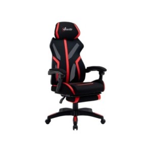 Vinsetto Silla Gaming Giratoria con Reposapiés Retráctil Silla de Oficina Reclinable Reposacabezas 65x65x119-129 cm Negro Rojo