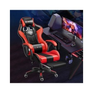 Silla ergonómica para juegos con reposapiés y función de masaje para una máxima comodidad