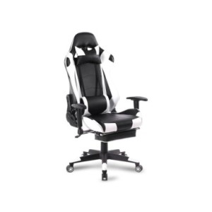 WOLTU-silla giratoria para juegos de carreras, asiento de piel sintética con inclinación de 155 °, soporte Lumbar para relajarse