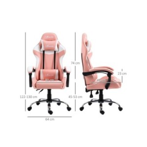Vinsetto Silla Gaming Ergonómica Silla de Escritorio Racing Giratoria con Altura Ajustable Reclinable de 135° Reposacabezas y Co