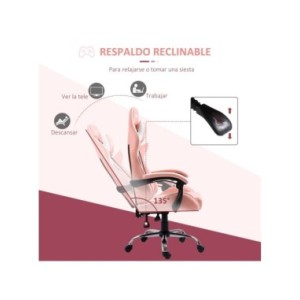 Vinsetto Silla Gaming Ergonómica Silla de Escritorio Racing Giratoria con Altura Ajustable Reclinable de 135° Reposacabezas y Co