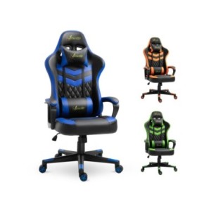 Vinsetto Silla Gaming Ergonómica Altura Regulable Giratorio con Reposacabezas Cojín Lumbar 61x70x121-129 cm