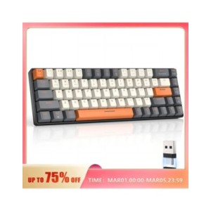 Teclado mecánico inalámbrico con Bluetooth, modo Dual, Mini interruptor rojo de 68 teclas intercambiable en caliente para PC, PS