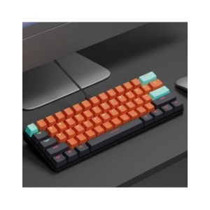 MUCAI-miniteclado mecánico MKA610 para juegos, USB, interruptor rojo, 61 teclas, Cable desmontable, para ordenador, PC y portáti