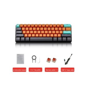 MUCAI-miniteclado mecánico MKA610 para juegos, USB, interruptor rojo, 61 teclas, Cable desmontable, para ordenador, PC y portáti
