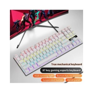 SKYLION-Teclado mecánico con cable K87, 20 tipos de iluminación colorida para juegos y oficina, para Microsoft Windows y Apple I