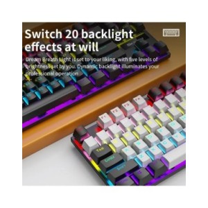 SKYLION-Teclado mecánico con cable K87, 20 tipos de iluminación colorida para juegos y oficina, para Microsoft Windows y Apple I