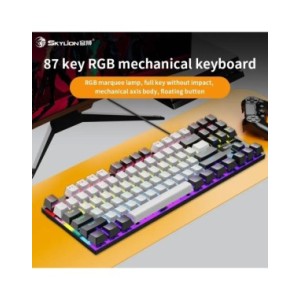 SKYLION-Teclado mecánico con cable K87, 20 tipos de iluminación colorida para juegos y oficina, para Microsoft Windows y Apple I
