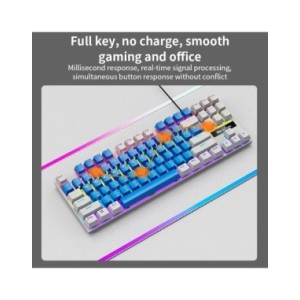 SKYLION-Teclado mecánico con cable K87, 20 tipos de iluminación colorida para juegos y oficina, para Microsoft Windows y Apple I