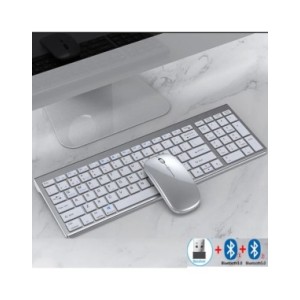 Jomaa-Juego de teclado y ratón Bluetooth para ordenador portátil, Combo de teclado y ratón inalámbrico, recargable, Delgado, USB