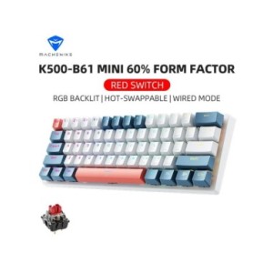 Machenike K500-B61 Mini Teclado Mecánico 60 Factor de Forma 61Teclas Teclado Gaming Con Cable Tecla Completa Retroiluminación R