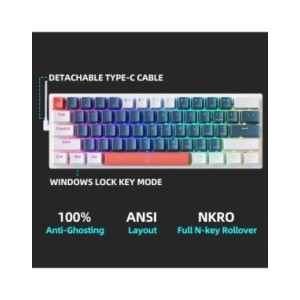 Machenike K500-B61 Mini Teclado Mecánico 60 Factor de Forma 61Teclas Teclado Gaming Con Cable Tecla Completa Retroiluminación R