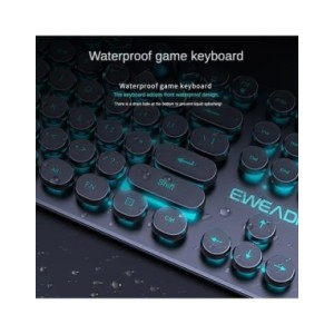 Teclado con cable para ordenador, dispositivo de escritura redondo, Retro, USB, Plug Play, tamaño completo, para ordenador portá