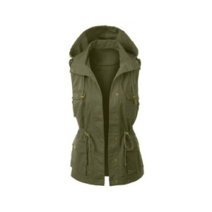 Chaleco militar sin mangas para mujer, chaqueta ligera con cordón, con capucha, abrigo informal cálido sin mangas para invierno