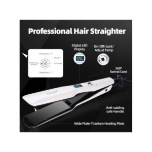 CkeyiN-alisador de pelo de cerámica de turmalina, plancha plana de calentamiento rápido con pantalla LCD, temperatura ajustable,