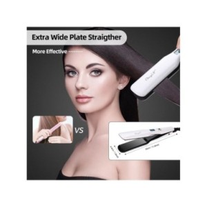 CkeyiN-alisador de pelo de cerámica de turmalina, plancha plana de calentamiento rápido con pantalla LCD, temperatura ajustable,